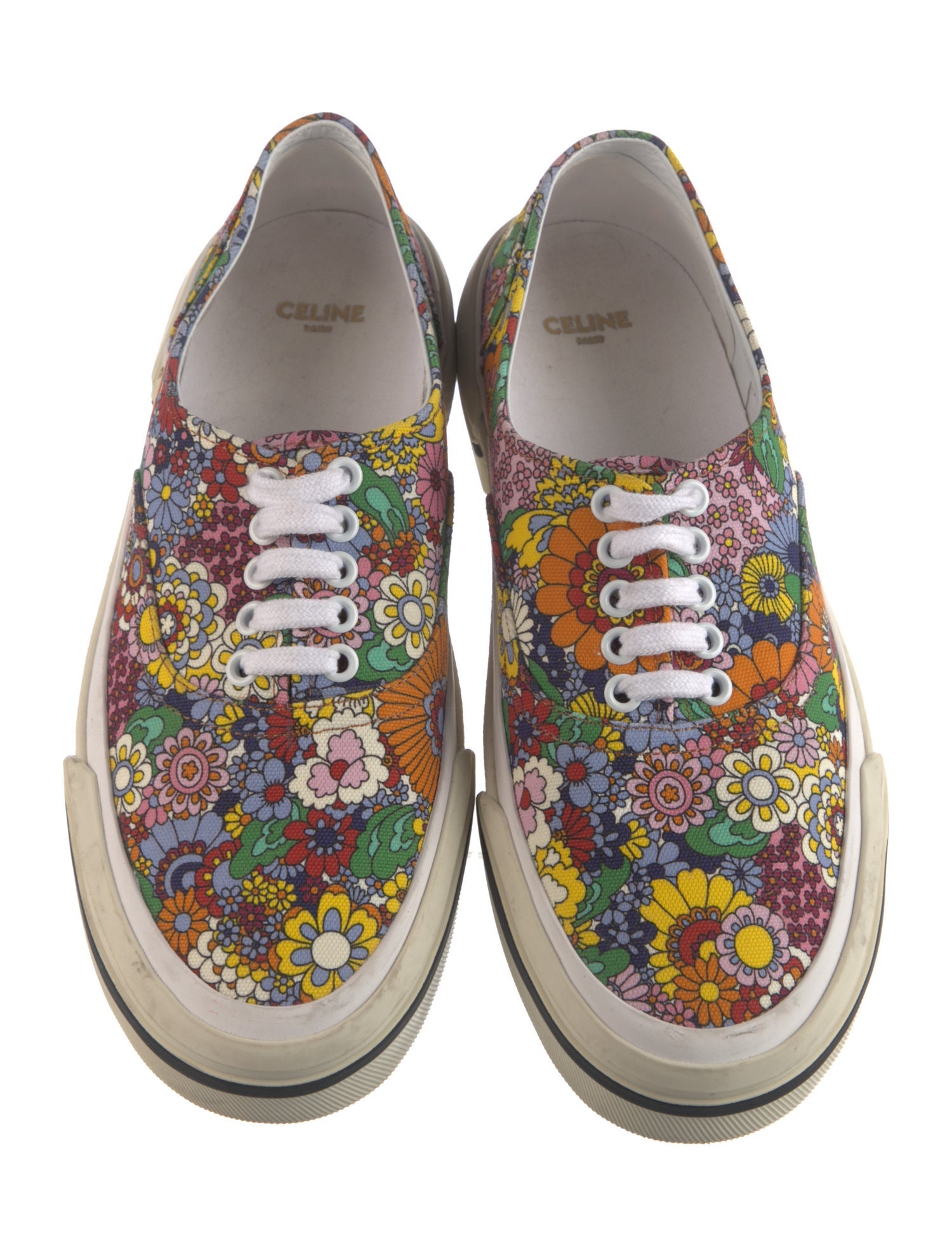 Celine Canvas Floral Print Sneakers